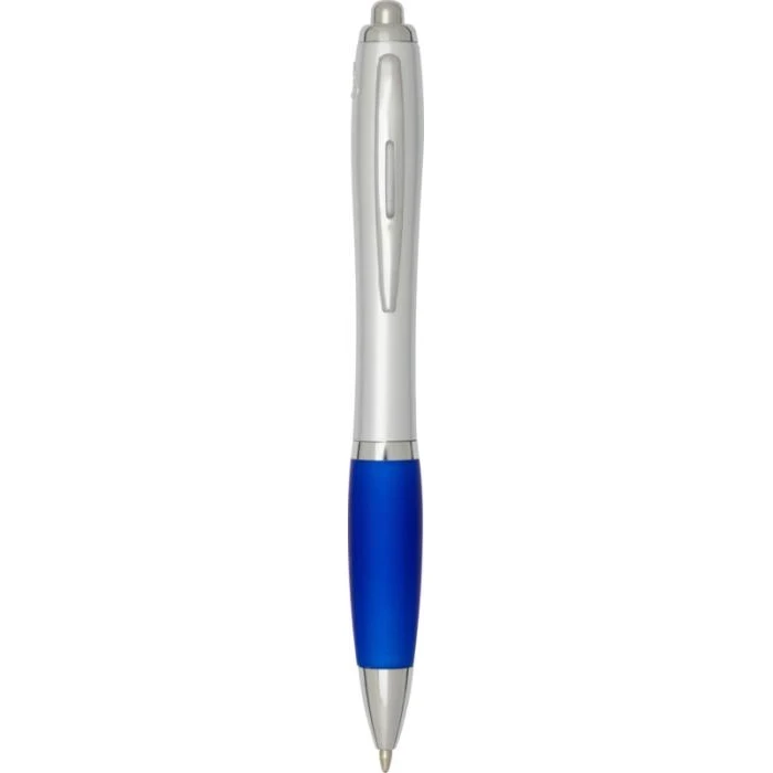 Nash RCS recycled plastic ballpoint pen with silver barrel and coloured grip (black ink)