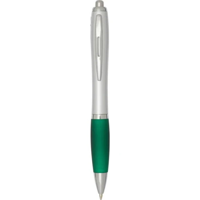 Nash RCS recycled plastic ballpoint pen with silver barrel and coloured grip (black ink)