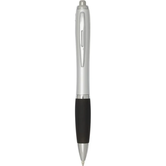 Nash RCS recycled plastic ballpoint pen with silver barrel and coloured grip (black ink)