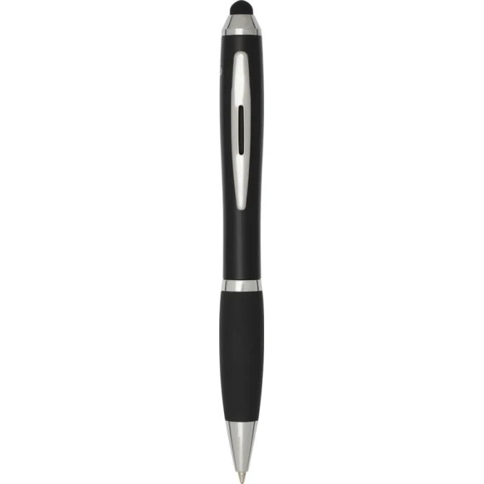 Nash RCS recycled plastic stylus ballpoint pen with coloured barrel and black grip (blue ink)