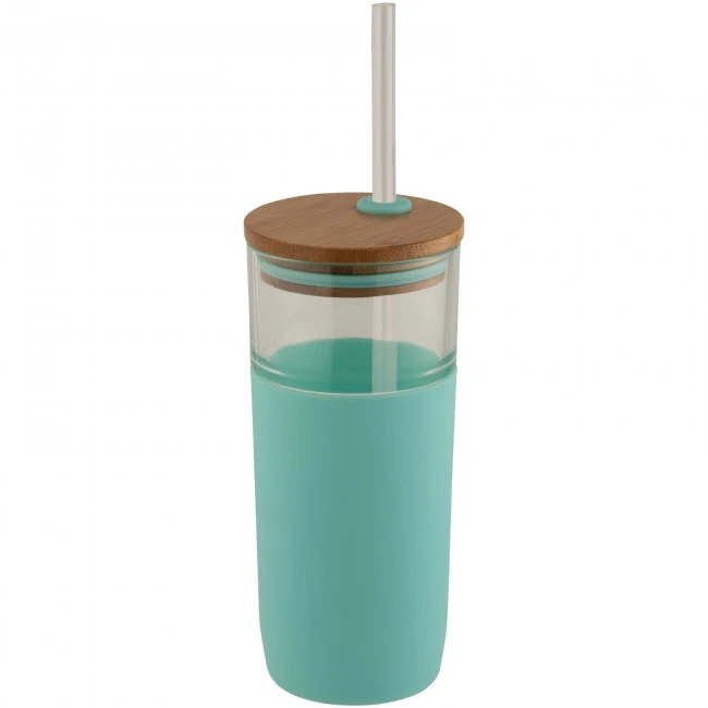 Arlo 600 ml glass tumbler with bamboo lid