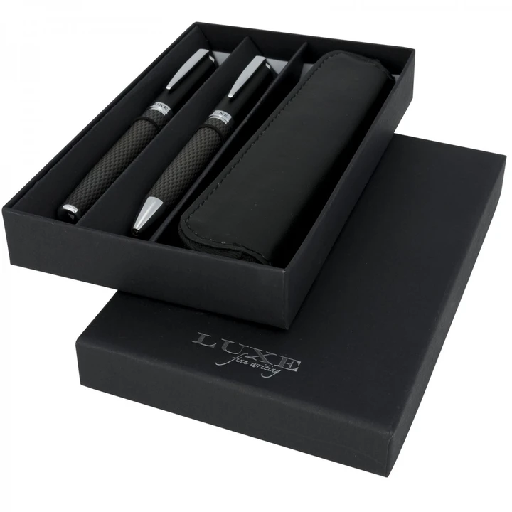 Carbon Duo Pen Gift Set With Pouch (black ink) 