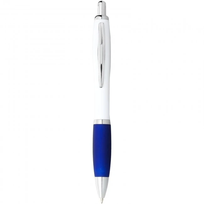 Nash Ballpoint Pen White Barrel and Coloured Grip (blue ink) 