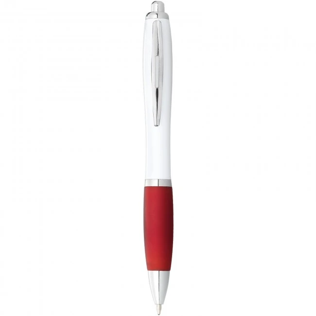 Nash Ballpoint Pen White Barrel and Coloured Grip (blue ink) 