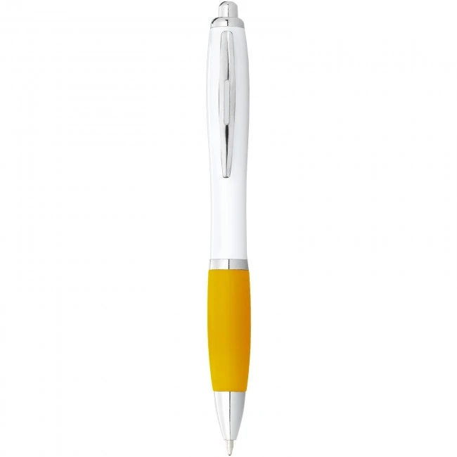 Nash Ballpoint Pen White Barrel and Coloured Grip (blue ink) 