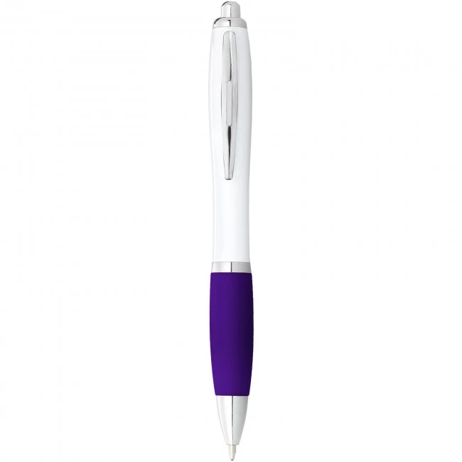 Nash Ballpoint Pen White Barrel and Coloured Grip (blue ink) 