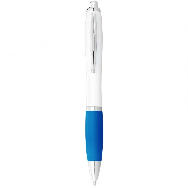 Nash Ballpoint Pen White Barrel and Coloured Grip (blue ink) 