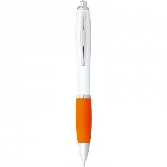 Nash Ballpoint Pen White Barrel and Coloured Grip (blue ink) 