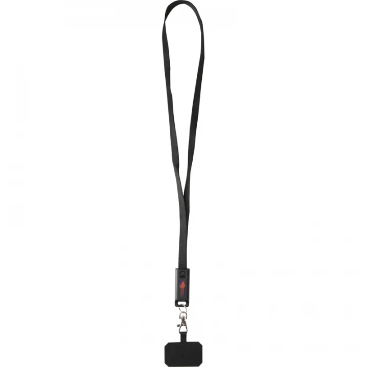 Franz Recycled Plastic Smartphone Lanyard With Built-In Data Sync And 65W Fast Charge 5-In-1 Cable