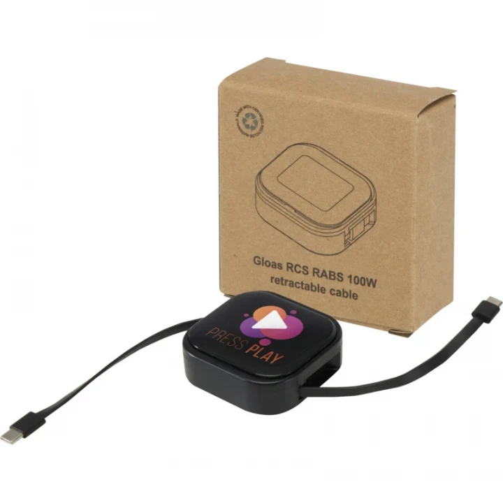 Gloas 5-in-1 Recycled Retractable Data Sync And 100W Fast Charge Cable With Smartphone Tool Kit