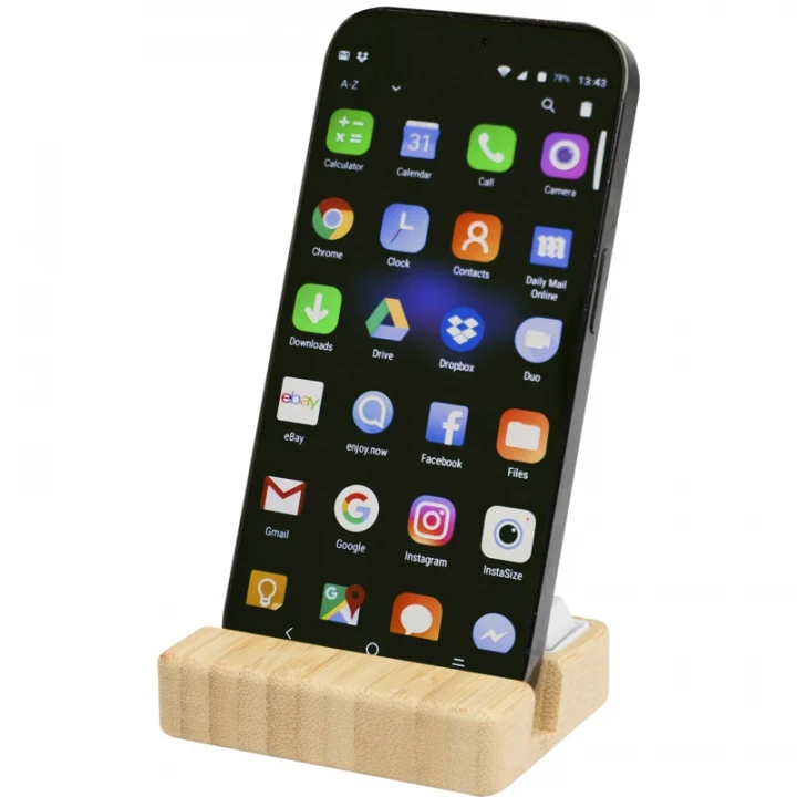 Algol Recycled Plastic Phone Stand And Fidget Toy With Bamboo Details