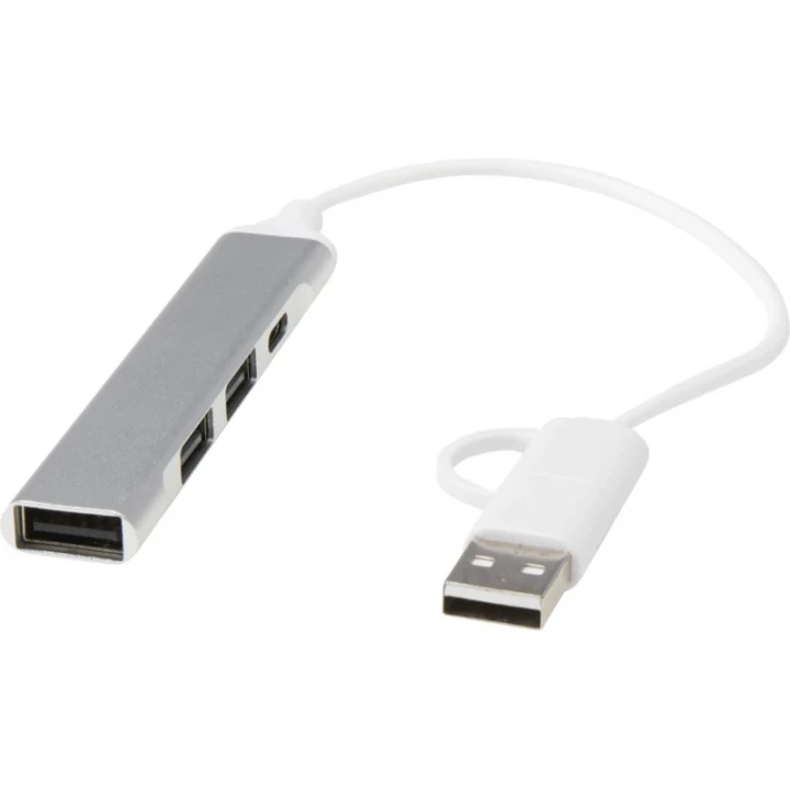 Alkaid 4-Port Recycled Aluminium USB-A And Type-C Hub With Dual Input