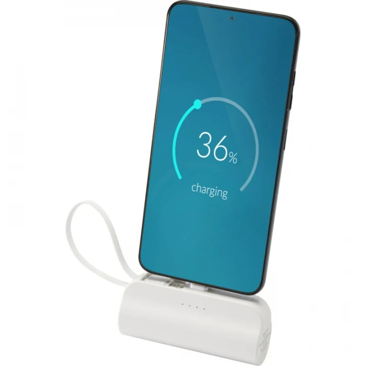 Alnair 5000mAh 10W Recycled Plastic Type-C Power Bank With Built-In Flip Stand And 2-in-1 Cable