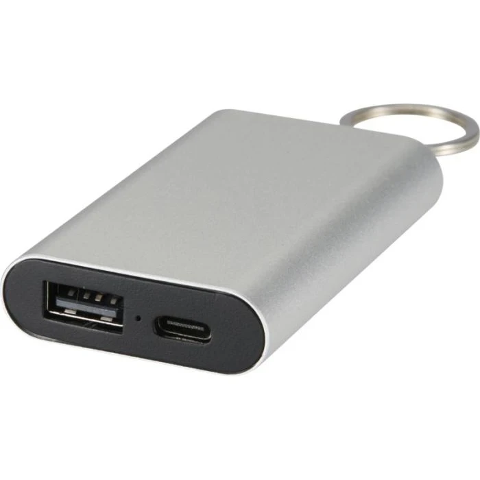 Arcturus 2000mAh recycled aluminium power bank with keychain