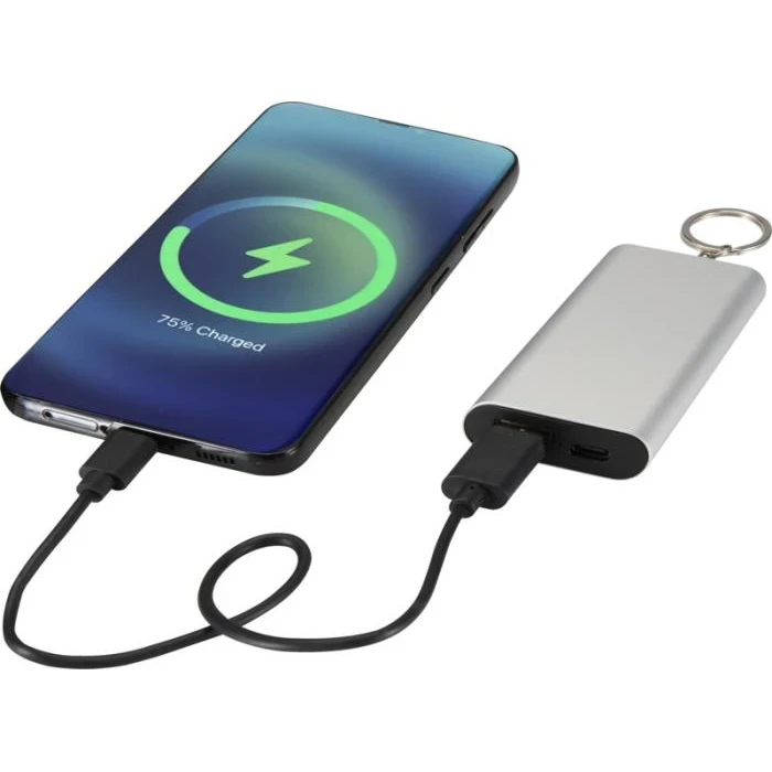 Arcturus 2000mAh recycled aluminium power bank with keychain