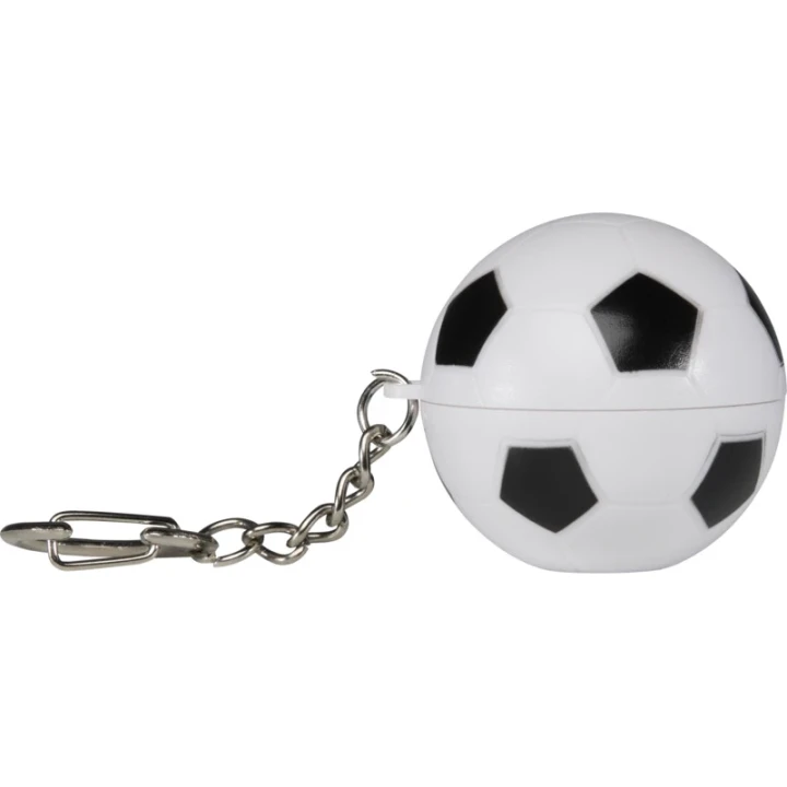Rami football-shaped vanilla lip balm with SPF 15 and keychain
