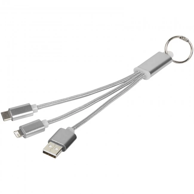 Metal 3-in-1 Charging Cable With Keychain