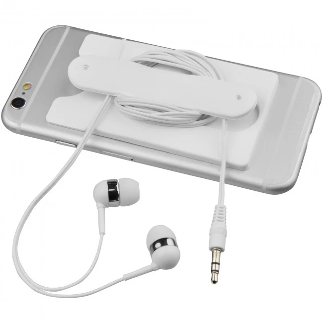 Wired earbuds and silicone phone wallet