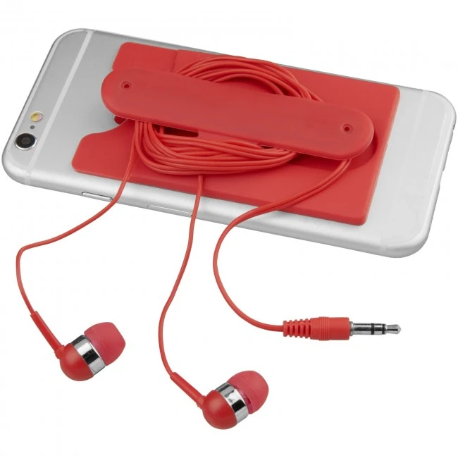 Wired earbuds and silicone phone wallet