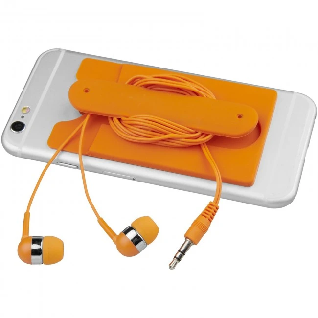 Wired earbuds and silicone phone wallet