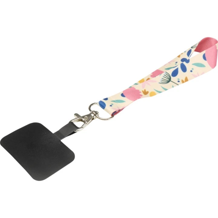 Gaby RPET sublimation mini-lanyard with phone holder 