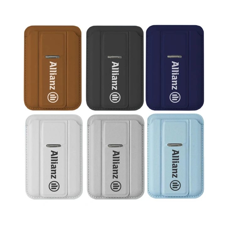 PU Leather MagSafe Card Holder with Phone Stand