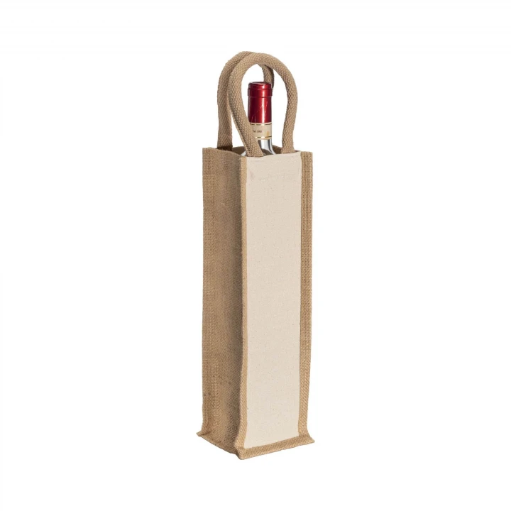 Sustainable Living Jute and Cotton Single Bottle Bag