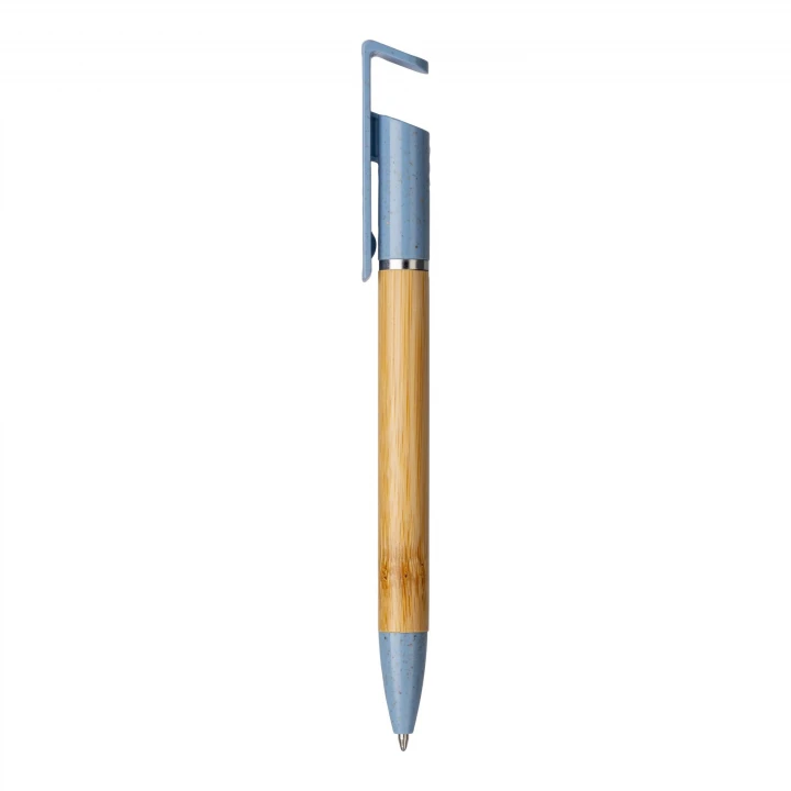Sustainable Living Bamboo and Wheat Straw Pen With Phone Holder Design 
