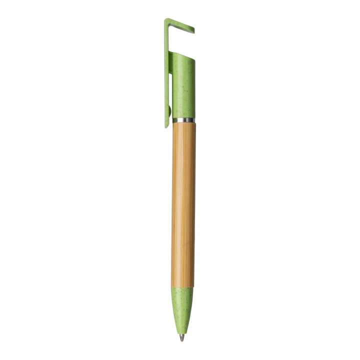 Sustainable Living Bamboo and Wheat Straw Pen With Phone Holder Design 