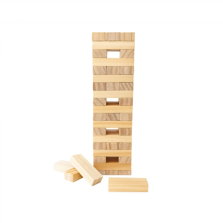 Sustainable Living Wooden Tumble Tower with Cotton Pouch