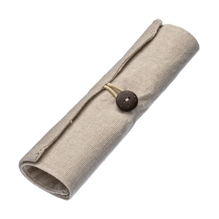 Sustainable Living Roll-up Cotton Stationery Set with Elastic Closure