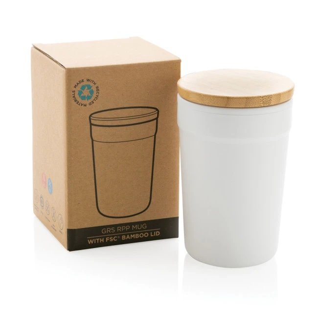 GRS Certified Recycled PP Mug With Bamboo Lid 300ml