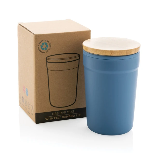 GRS Certified Recycled PP Mug With Bamboo Lid 300ml