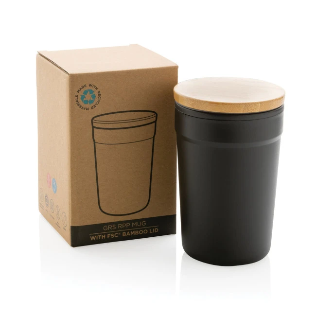 GRS Certified Recycled PP Mug With Bamboo Lid 300ml