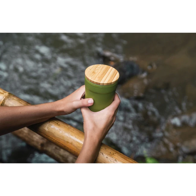 GRS Certified Recycled PP Mug With Bamboo Lid 300ml