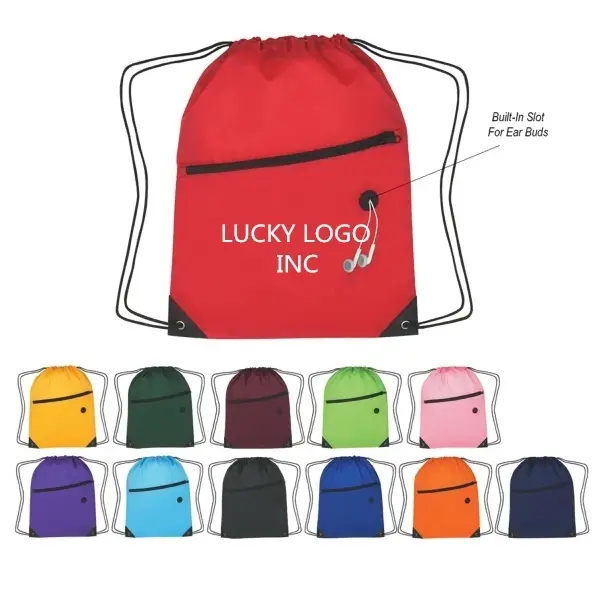 Drawstring Bag Backpack With Front Zipper