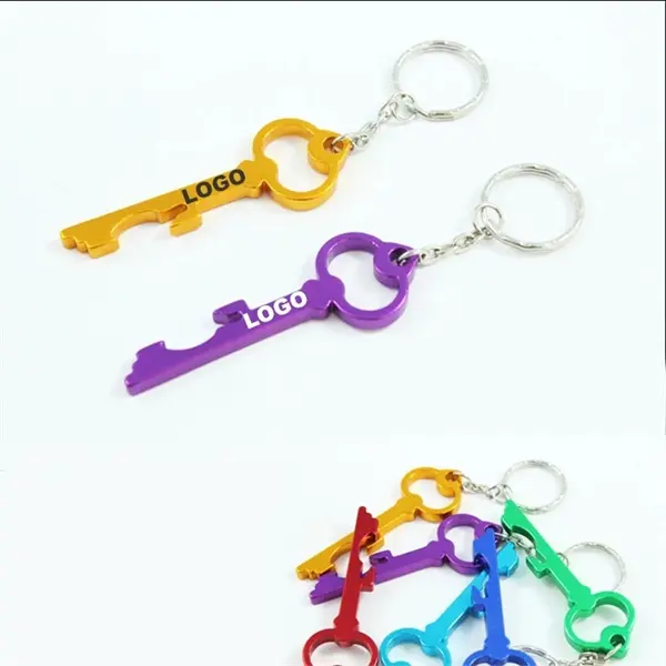 Aluminum Key Shape Bottle Opener Key Ring