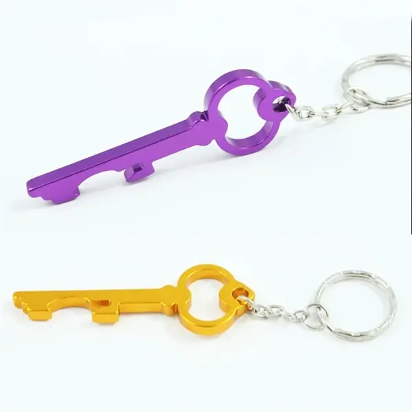 Aluminum Key Shape Bottle Opener Key Ring