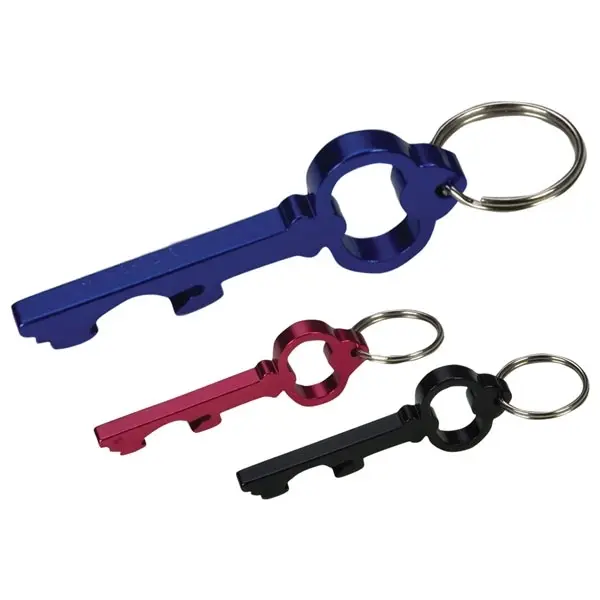Aluminum Key Shape Bottle Opener Key Ring