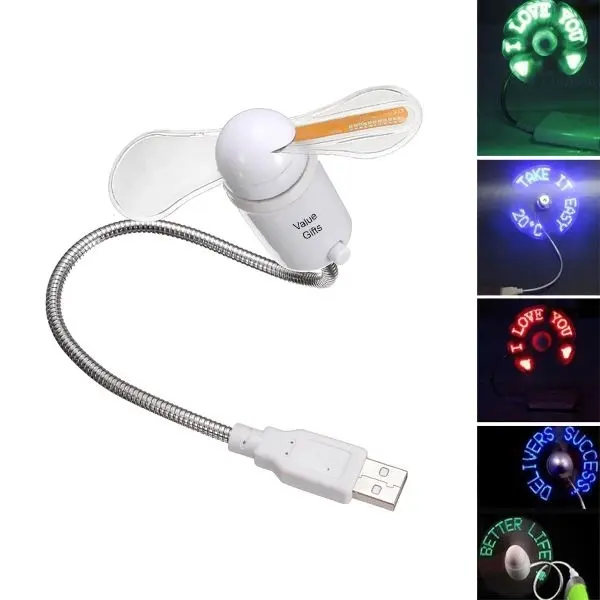 USB Flex Light Up Cooling Message Fan