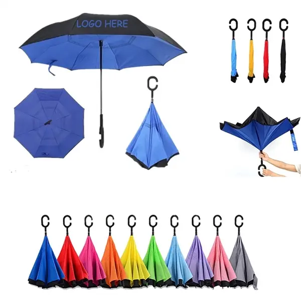 Promotional C handle reverse inverted umbrella upside down