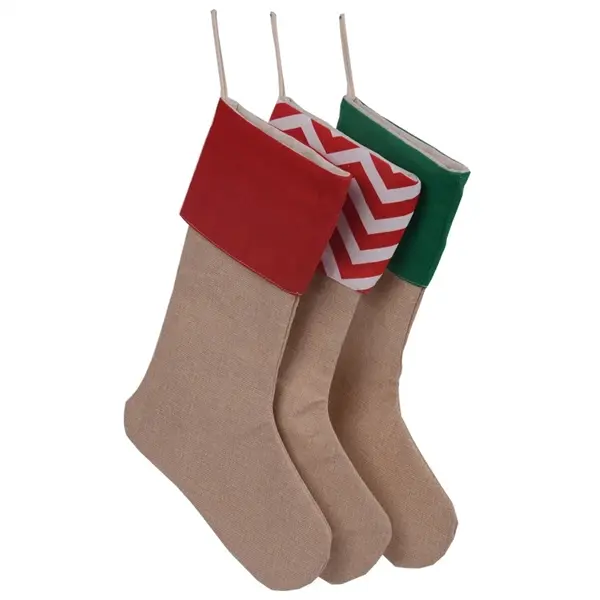Mixed Linen And Hemp Christmas Stocking