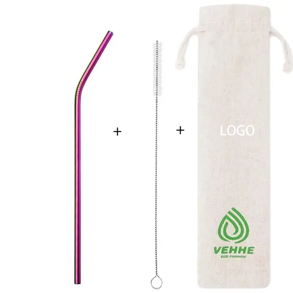 8.5" Steel Straw/Brush Jute Bag