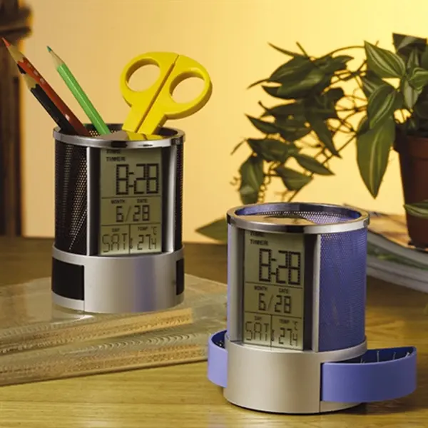 Desk Organizer with Multi Function Clock