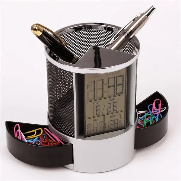Desk Organizer with Multi Function Clock