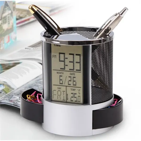 Desk Organizer with Multi Function Clock