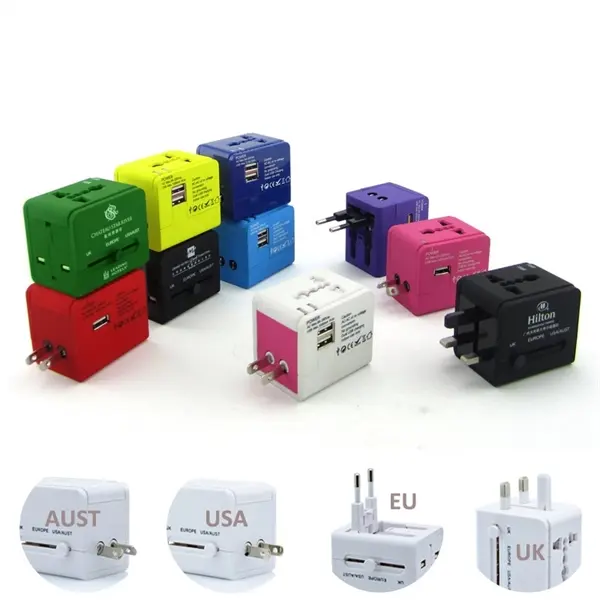 2 USB Ports Universal Travel Adapter W/ Oxford Bag