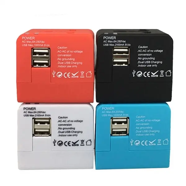 2 USB Ports Universal Travel Adapter W/ Oxford Bag