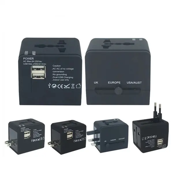 2 USB Ports Universal Travel Adapter W/ Oxford Bag