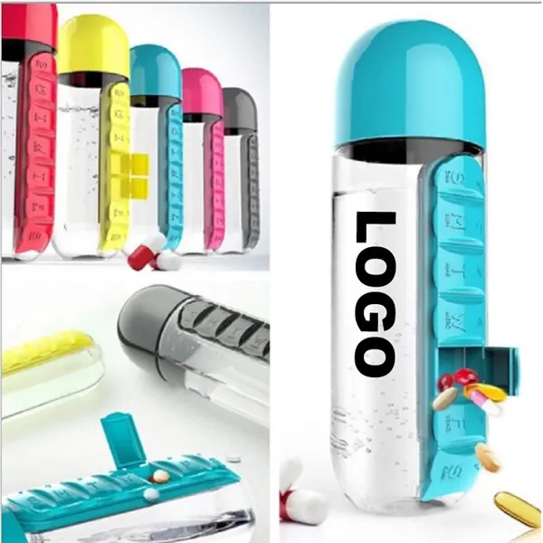 20oz 7-day Pill Case Box Water Bottle Cup